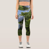 Blauer Hydrangea Capri Leggings (Vorderseite)