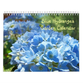 Blauer Hydrangea-Garten-Kalender-mit Kalender