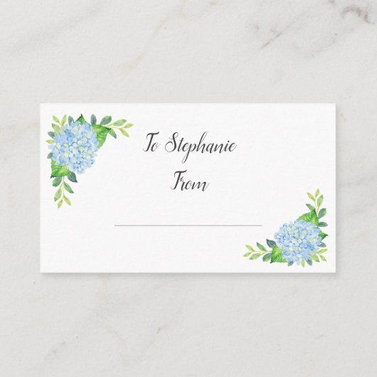 Blauer Hydrangea Geometric Bridal Display Dusche Begleitkarte (Rückseite)