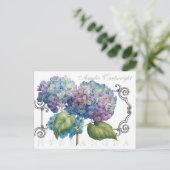 Blauer Hydrangea Mit Monogramm Name Postkarte (Stehend Vorderseite)