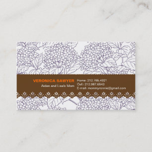 Blauer Hydrangea mit Spitze-Profil/Mama-Karte Telefonnummerkarte