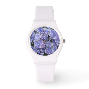 Blauer Hydrangea mit weiße Grenzsportlicher Uhr