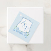 Blauer Hydrangea Monogram Wappen Hochzeit Geschenkanhänger (Beispiel)