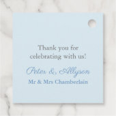 Blauer Hydrangea Monogram Wappen Hochzeit Geschenkanhänger (Rückseite)