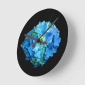 Blauer Hydrangea Runde Wanduhr (Winkel)