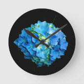 Blauer Hydrangea Runde Wanduhr (Vorderseite)