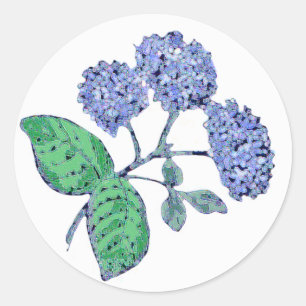 Blauer Hydrangea Runder Aufkleber