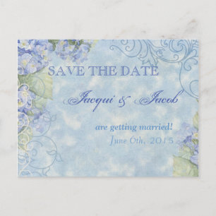 Blauer Hydrangea, Save the Date Postkarte