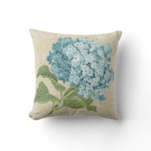 Blauer Hydrangea u. Vintages mit Blumenkissen der