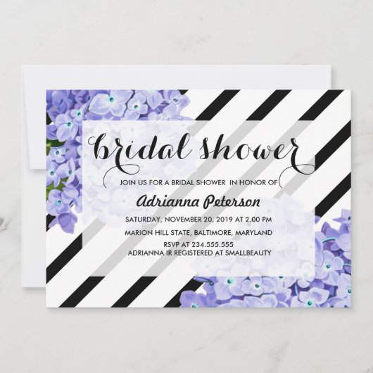 Blauer Hydrangeas Brautparty Einladung (Vorderseite)