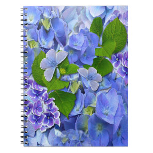 Blauer Hydrangeas und Schmetterlinge Notizblock