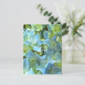 Blauer Hydrangee Blume Floral Blume Foto Einladung (Stehend Vorderseite)
