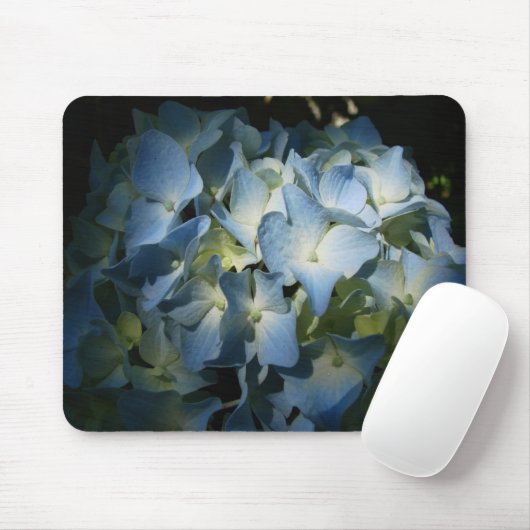 Blauer Hydrangee Blume Floral Blume Foto Mousepad (Mit Mouse)