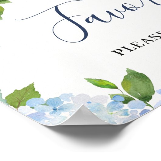 Blauer Hydrangee Gastgeschenke Hochzeiten Schild P (Ecke)