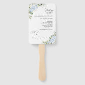 Blauer Hydrangeen-Blumen-Hochzeitsprogramm-Handfäc Fächer (Rückseite)
