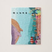 Blauer Illustrierter Ozean Personalisiert Minimali Puzzle (Vertikal)