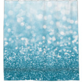 Blauer Imitat Glitzer und Leuchtmuster Duschvorhang (Vorderseite)