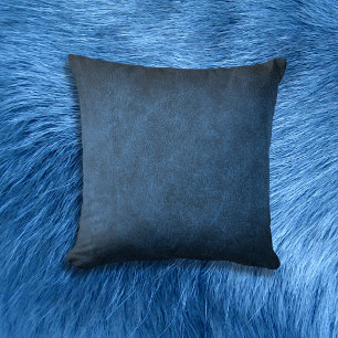 Blauer Imitat Leather Kissen