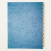 Blauer Imitat Leather Textur personalisiert Planer (Rückseite)