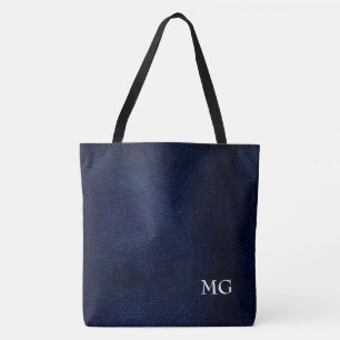 Blauer Imitat Leder Monogram Totbeutel Tasche