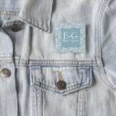 Blauer Imitat Leinen und weiße Blumenlatte Button (Beispiel)
