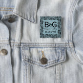 Blauer Imitat Liner und schwarzer Flurrahmen Button (Beispiel)