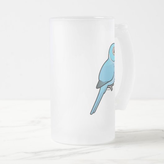 Blauer Inder Ringneck Mattglas Bierglas (VorderseiteRechts)