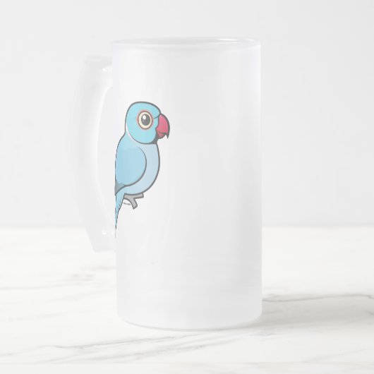 Blauer Inder Ringneck Mattglas Bierglas (Vorderseite Links)