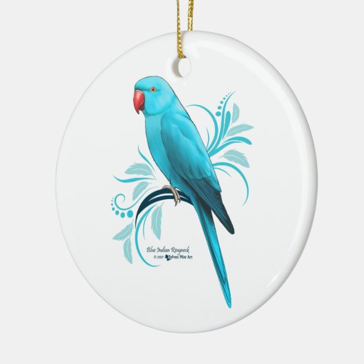 Blauer Inder Ringneck Papagei Keramikornament (Links)