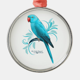 Blauer Inder Ringneck Papagei Silbernes Ornament