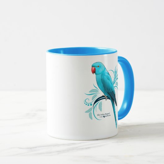 Blauer Inder Ringneck Papagei Tasse (VorderseiteRechts)