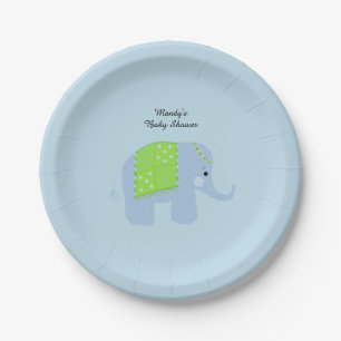 Blauer indischer Elefant Baby Shower Pappteller