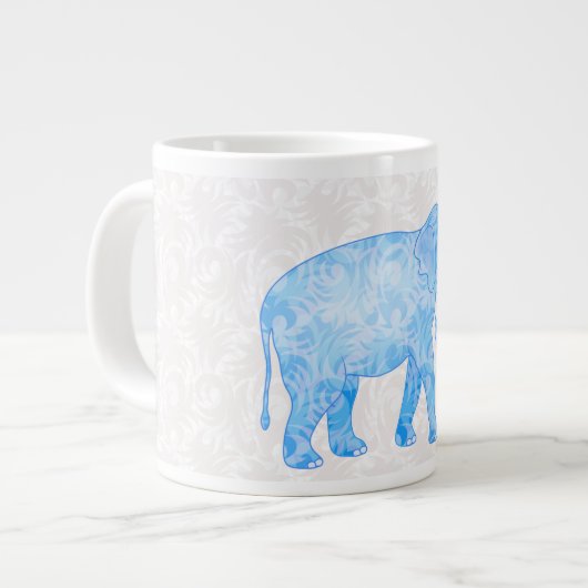 Blauer indischer Muster-Elefant Jumbo-Tasse (Vorderseite Links)