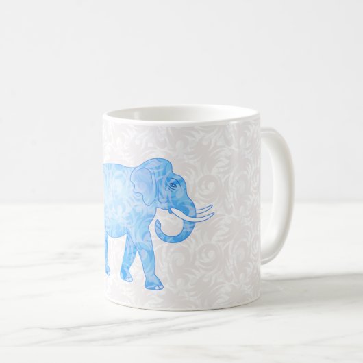 Blauer indischer Muster-Elefant Kaffeetasse (VorderseiteRechts)