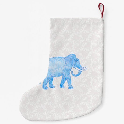 Blauer indischer Muster-Elefant Kleiner Weihnachtsstrumpf (Rückseite)