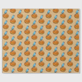 Blauer indischer Ringhals auf Halloween-Kürbis Geschenkpapier (Flach)