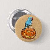 Blauer Indischer Ringhals-Papagei auf Halloween-Kü Button (Vorne & Hinten)