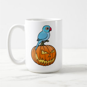 Blauer Indischer Ringhals-Papagei auf Halloween-Kü Kaffeetasse