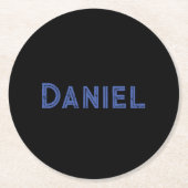 Blauer individuelle Name auf schwarz Runder Pappuntersetzer (Vorderseite)