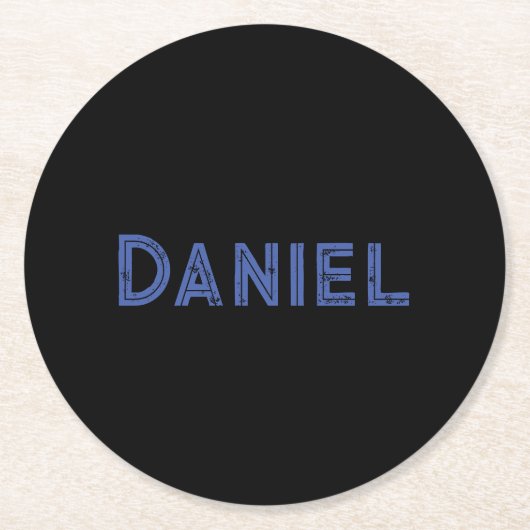 Blauer individuelle Name auf schwarz Runder Pappuntersetzer (Vorderseite)