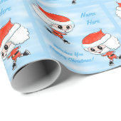 Blauer Individuelle Name, Eis Skaten Weihnachten Geschenkpapier (Rolleneckpunkt)