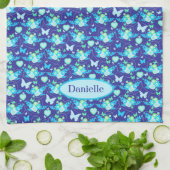 Blauer individuelle Name Geschirrtuch (Gefaltet)