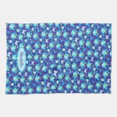 Blauer individuelle Name Geschirrtuch (Horizontal)