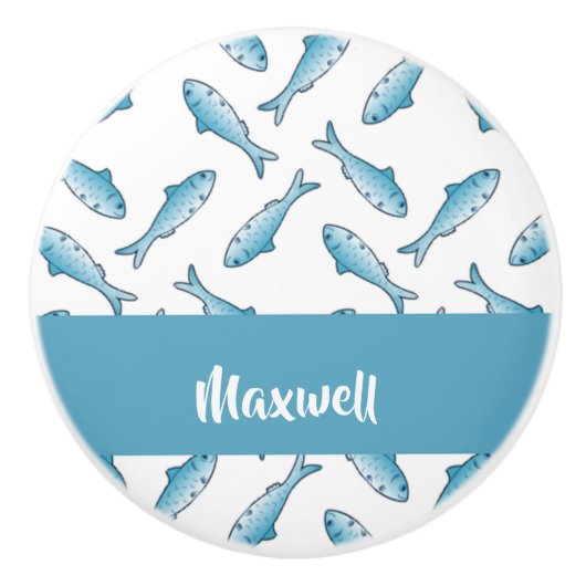 Blauer individuelle Name Keramikknauf (Vorderseite)