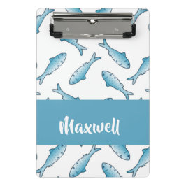 Blauer individuelle Name Mini Klemmbrett