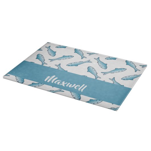 Blauer individuelle Name Schneidebrett (Ecke)