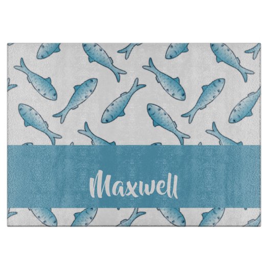 Blauer individuelle Name Schneidebrett (Vorderseite)