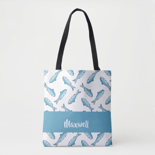 Blauer individuelle Name Tasche (Vorderseite)