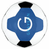 Blauer Individuelle Name und Letter Monogram gedru Fußball (Vorderseite)