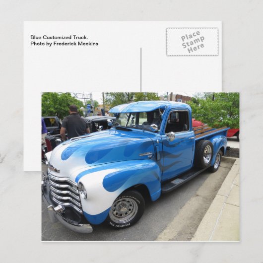 Blauer, individueller Lkw Postkarte (Vorne/Hinten)